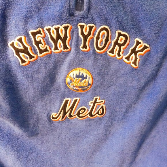 New York Mets MLB Pull Over Fleece Jacket Majestic Size Youth 18-20 - Picture 3 of 5